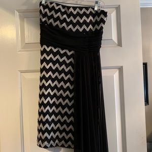BLACK & SILVER CHEVRON COCKTAIL DRESS